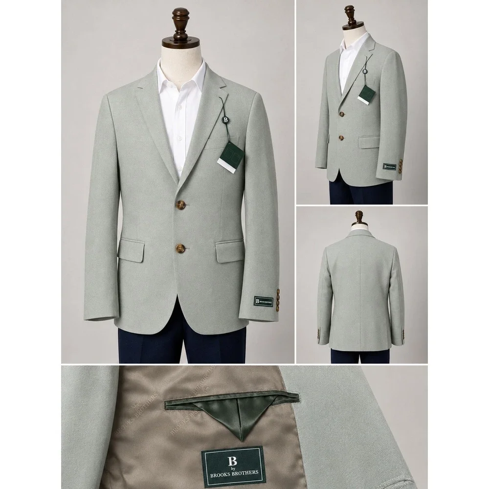 Brooks Brothers Blazer Boys Size 18R Sage Green Linen Blend Sport Coat NWT